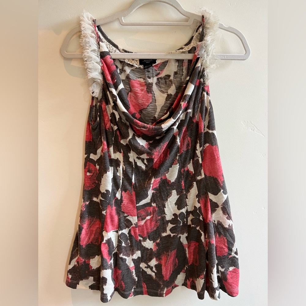Deletta (Anthropologie) Red/Cream/Brown Tank